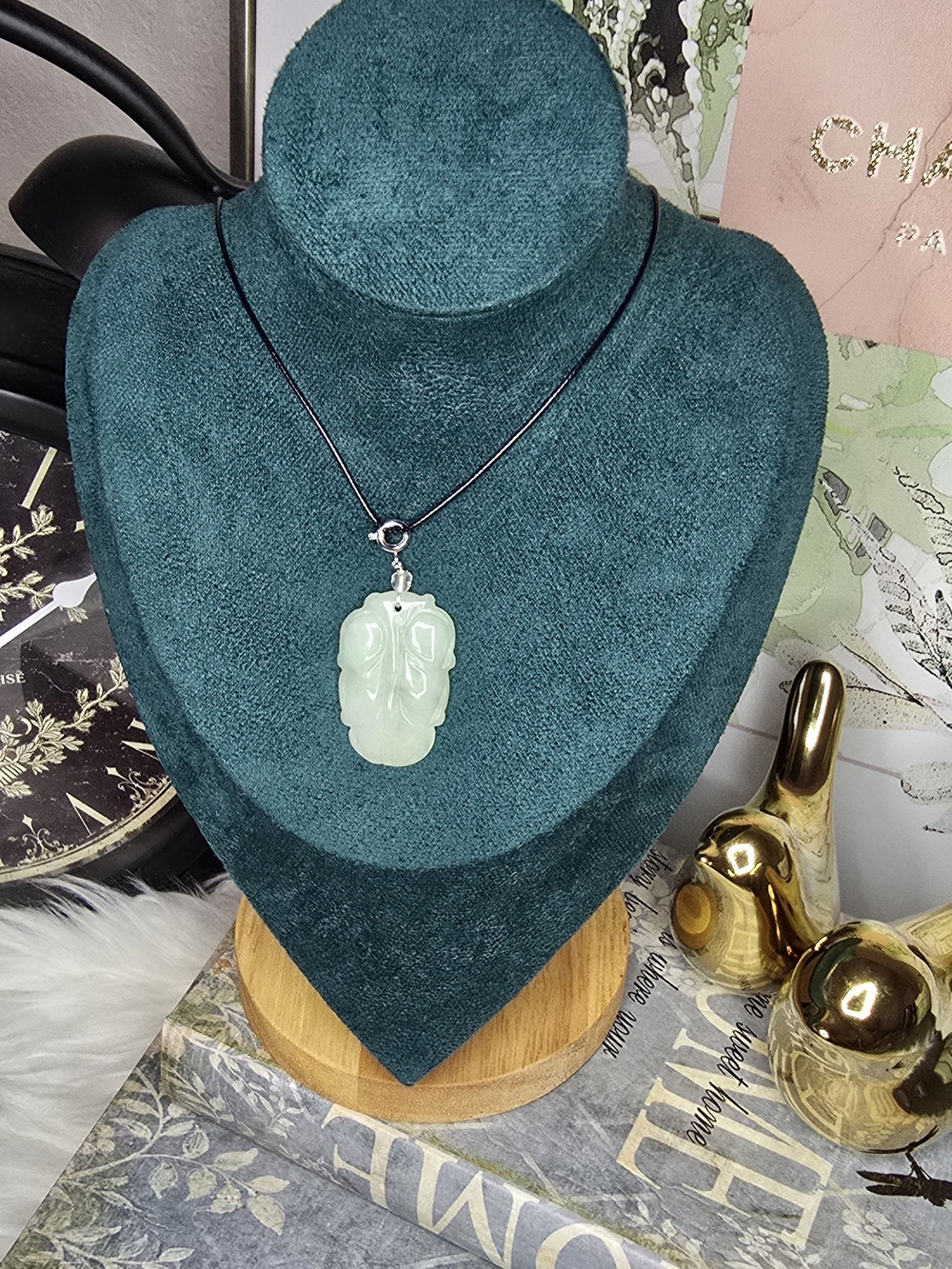 Natural Apple Green Jade Leaf Pendant Charm Necklace Icy And Jelly